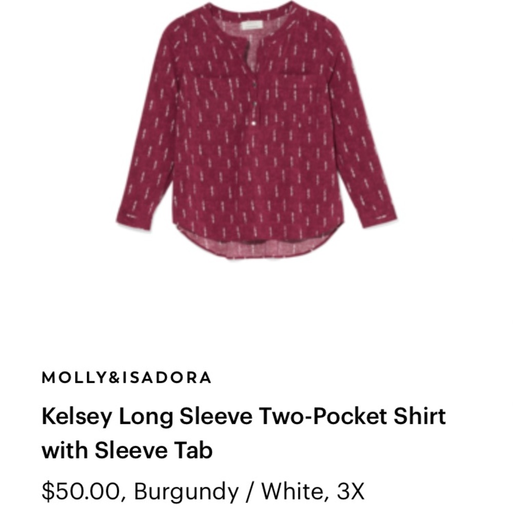 Molly & Isadora - 3X Burgundy/White long sleeve